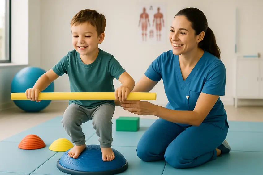 child receiving physiotherapy at Hamilton clinic